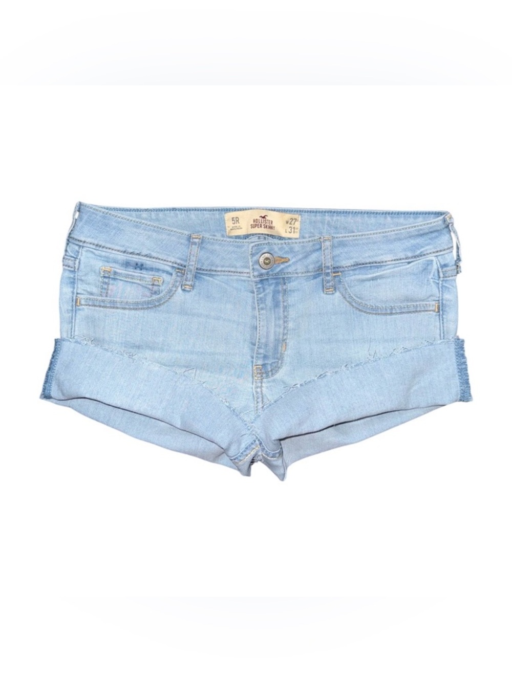 VTG Y2K Hollister Low Rise Micro Mini Jean Booty Shorts Light Wash 5 / 27 Grunge